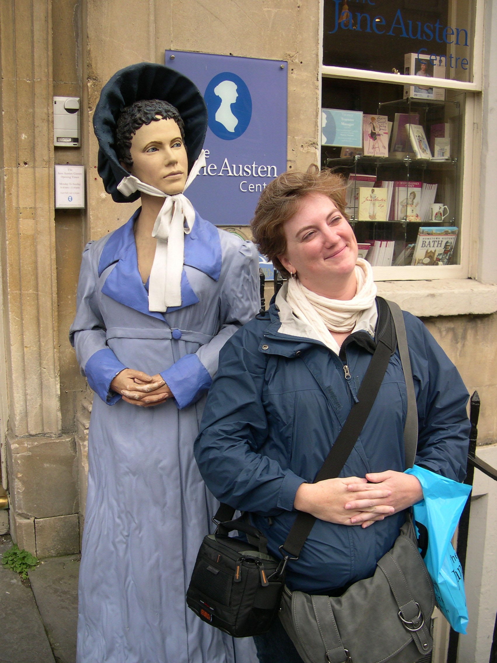 Ms. Kron with Miss Austen in Bath, England